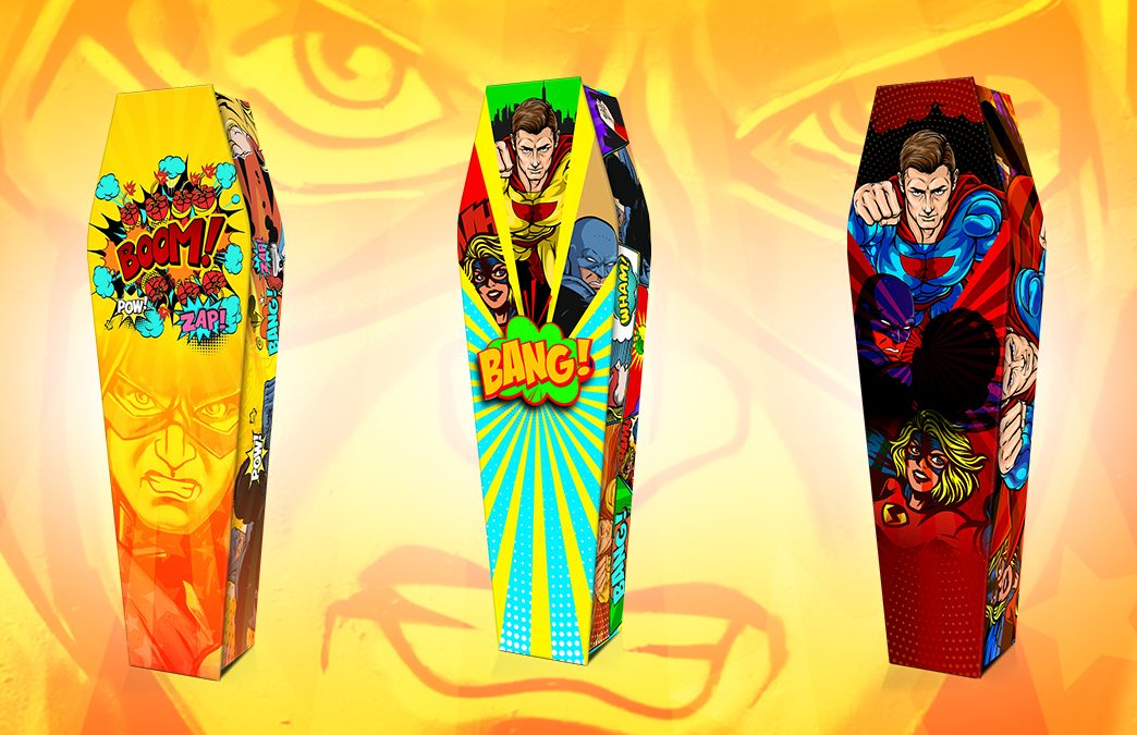 Comic superheroes fly into Expression Coffins